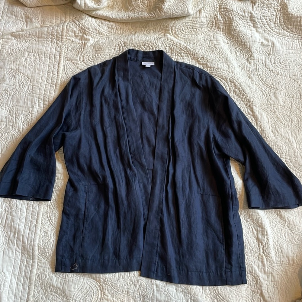 J. Jill navy 100% linen kimono cardigan jacket medium